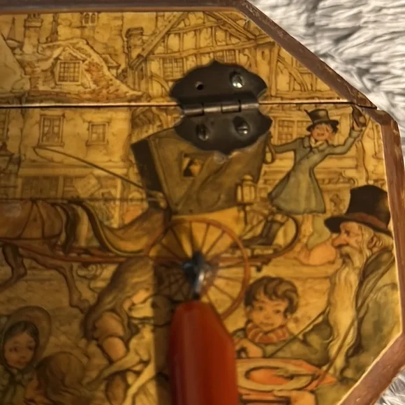 Vintage wooden handbag with lucite handle. Anton Pieck Mid century